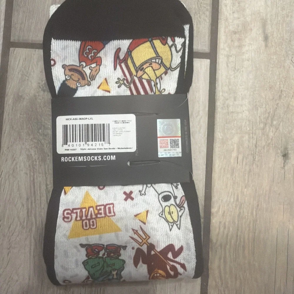 NCAA ASU Arizona State Sun Devils - Nickelodeon Ren Stimpy Rock 'Em Socks NEW!!!